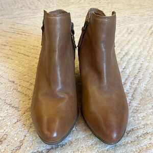 Womens Cognac Leather Upper  Frye Judith Double Zip Ankle Boots Size 7 worn 2x